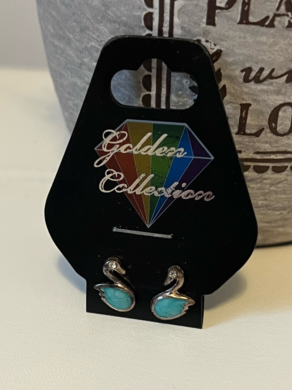 Turquoise Swan Stud Earrings